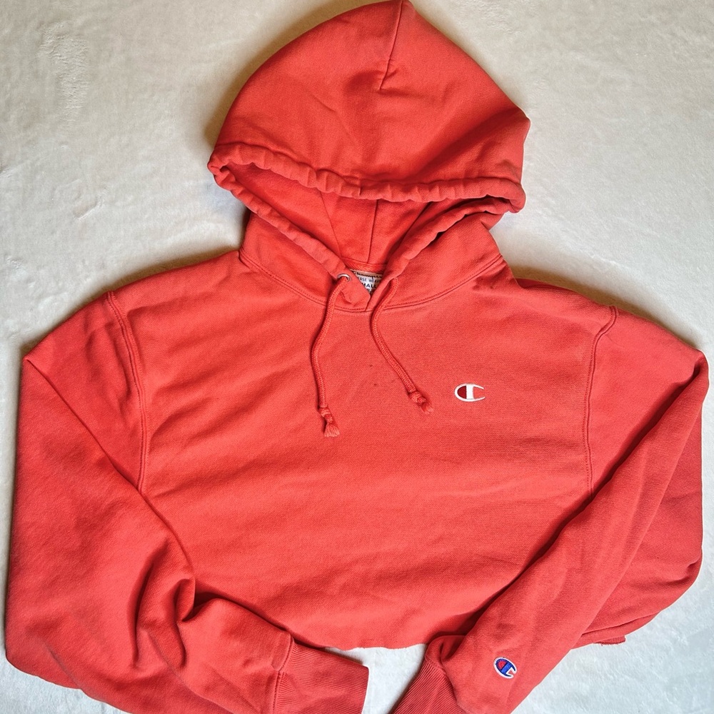 Champion Coral Cropped Hoodie
